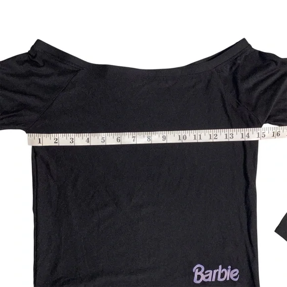 Barbie Retro Black Off-Shoulder Long Sleeve Top - Picture 9 of 10